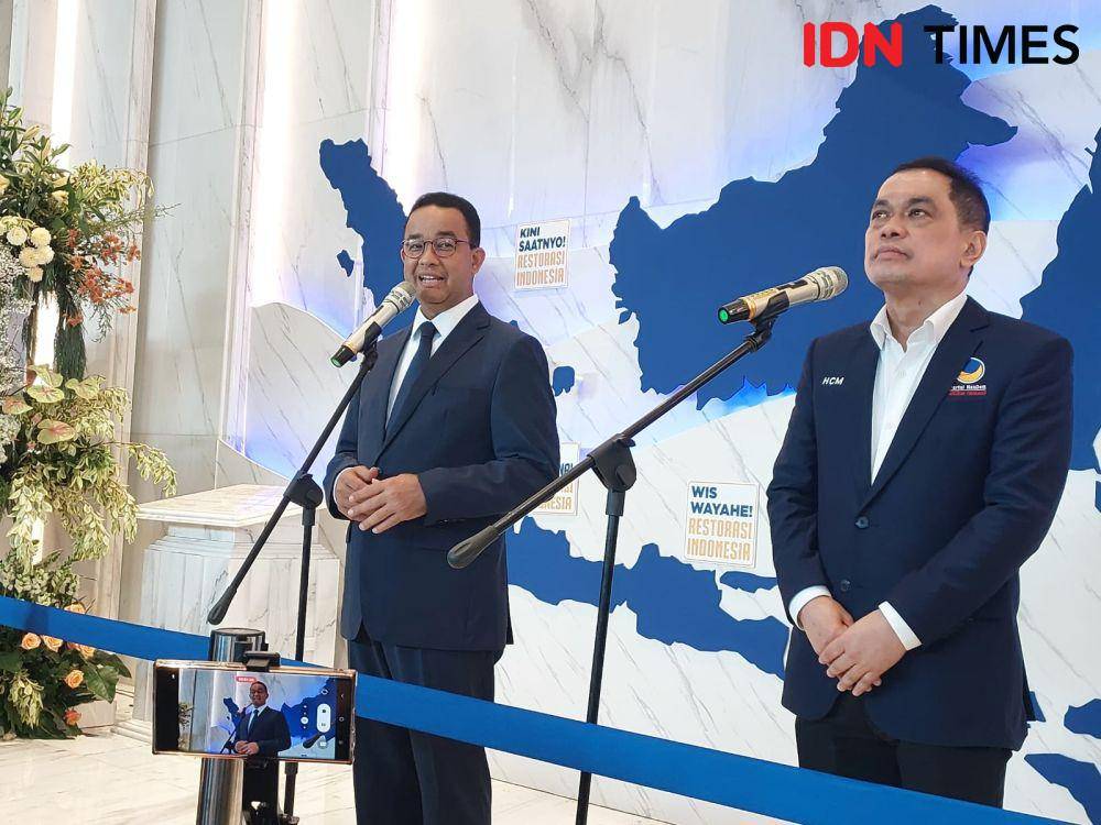 Bakal calon presiden dari Koalisi Perubahan, Anies Baswedan di HUT ke-12 NasDem. (IDN Times/Santi Dewi)