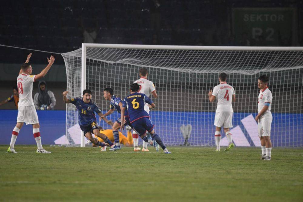 Selebrasi pemain Jepang U-17 usai membobol gawang Polandia U-17, Sabtu (11/11/2023). (Dok. LOC).