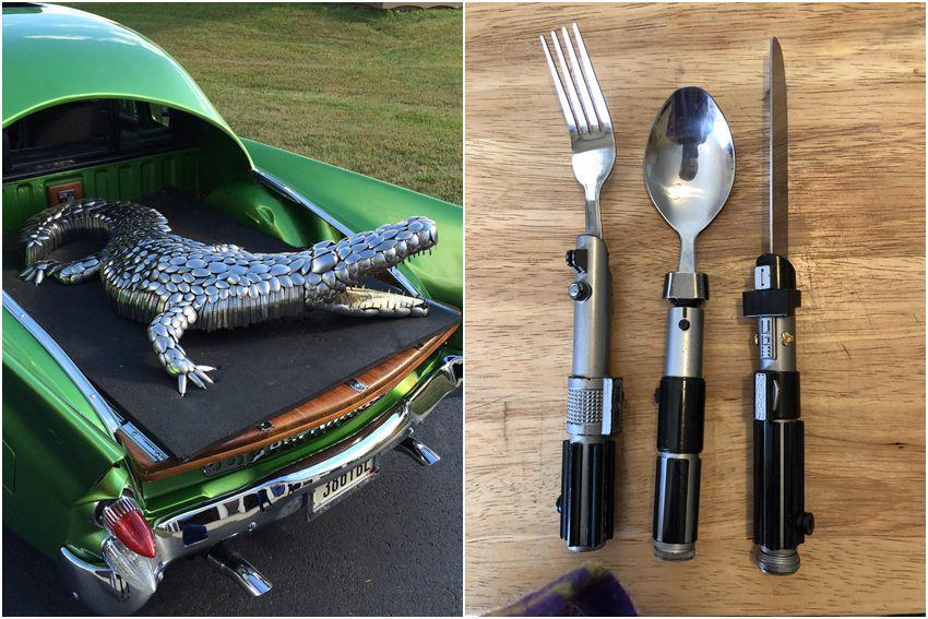 10 Hal Unik Bertema Alat Makan, Patung Buaya dari Sendok dan Garpu?