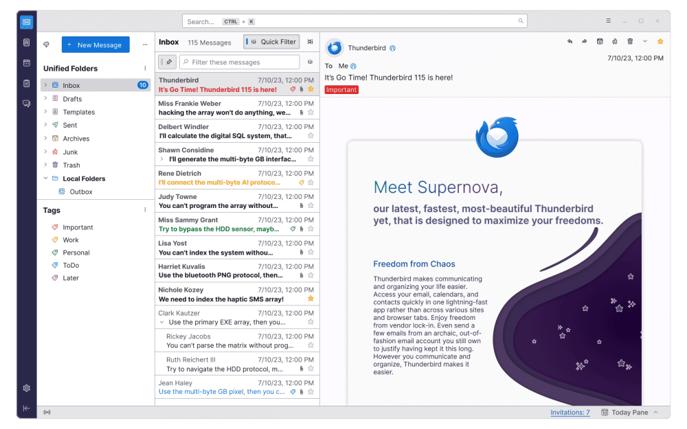 email Thunderbird (www.thunderbird.net)