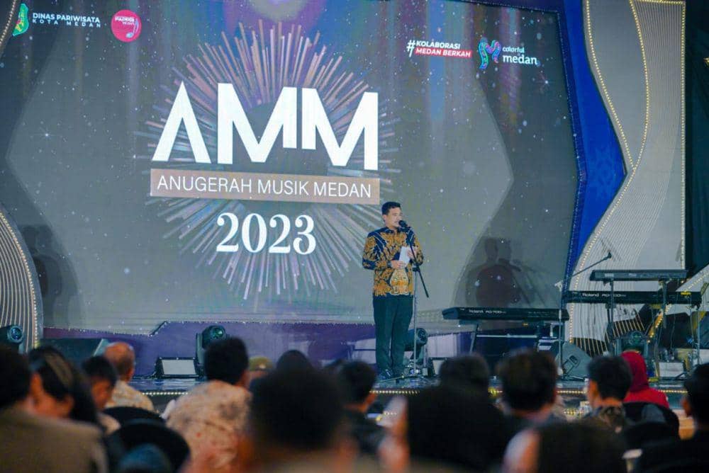 Wali Kota Medan Bobby Nasution saat menghadiri Anugerah Musik Medan 2023 di JW Marriott Medan, Jumat (10/11/2023) malam (Dok.AMM)