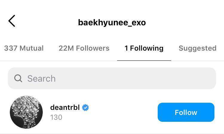 Baekhyun mengikuti akun Dean (twitter.com/EXOLINTL9)