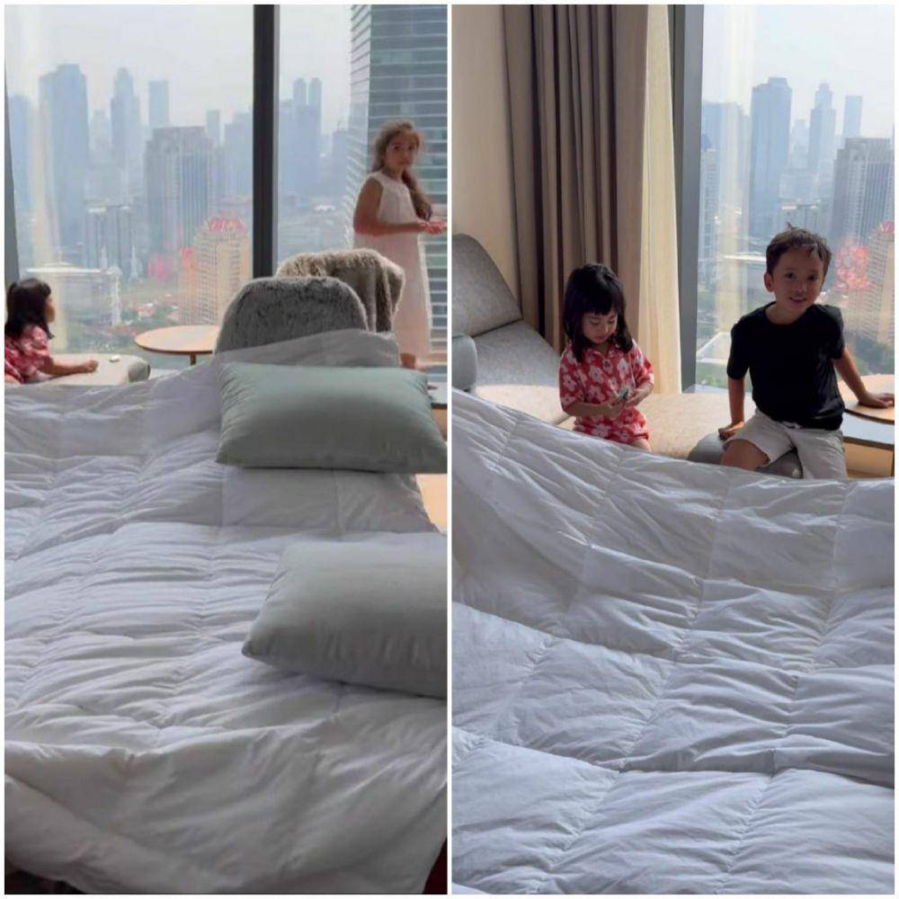 momen staycation Xabiru dan Chava bareng Miwa (instagram.com/rachelvennya)