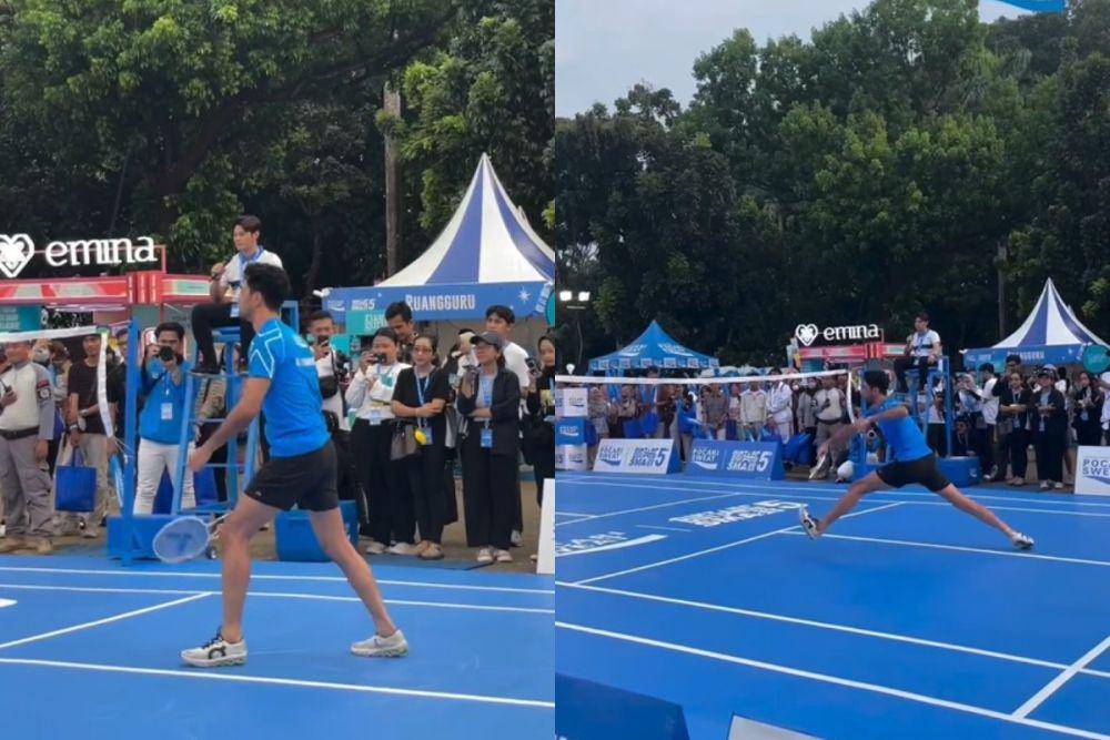 potret Reza Rahadian main badminton (instagram.com/pocariid)