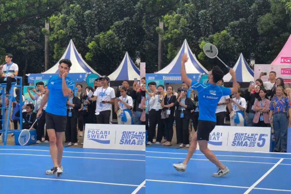 potret Reza Rahadian main badminton (instagram.com/pocariid)