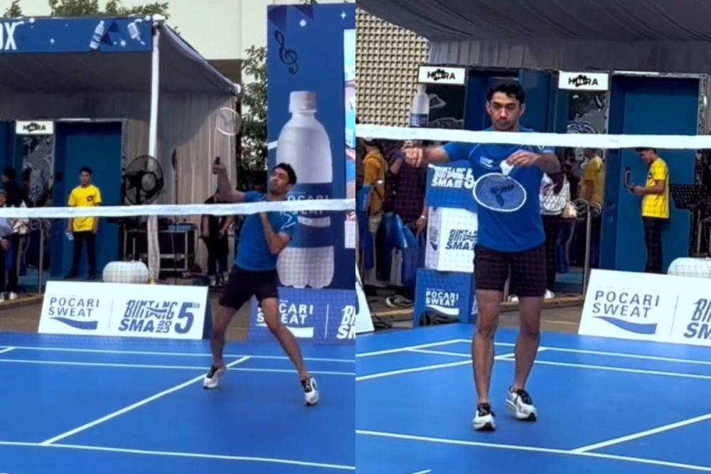 potret Reza Rahadian main badminton (instagram.com/pocariid)