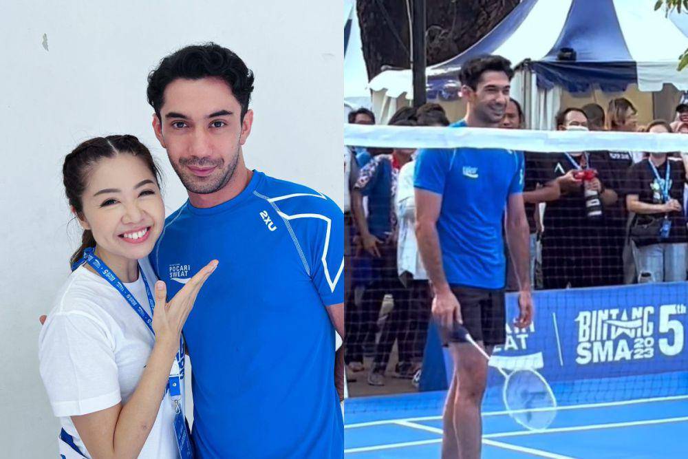 potret Reza Rahadian main badminton (instagram.com/pocariid)