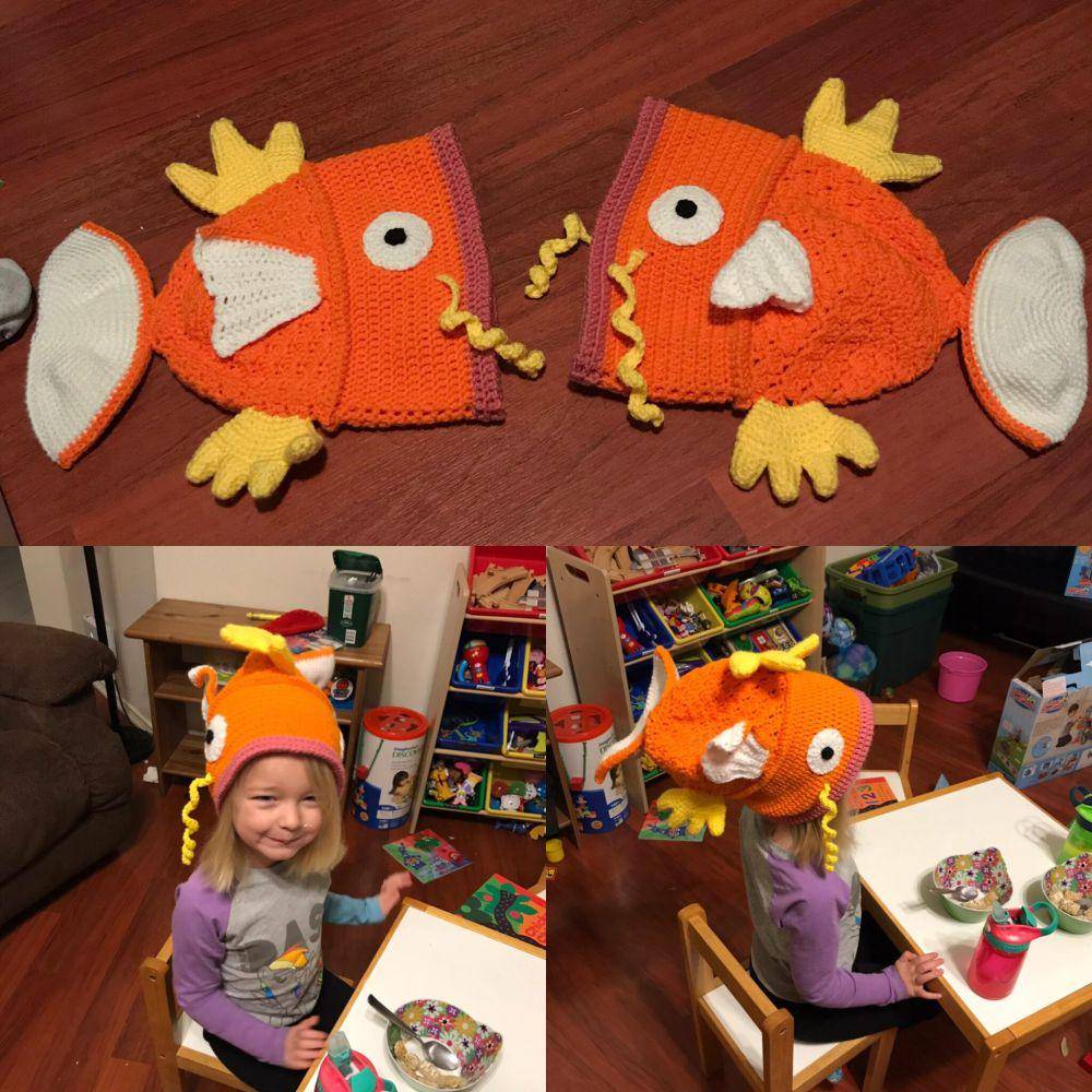 potret rajutan tangan desain Magikarp (reddit.com/user/k10b)