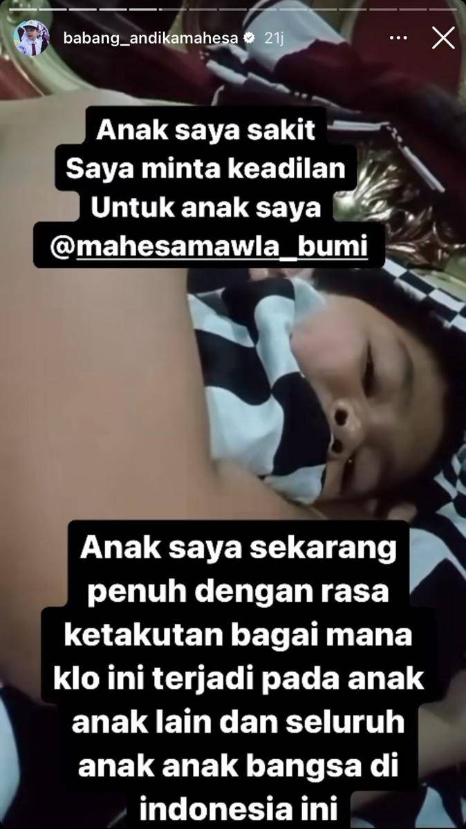 kronologi anak Andika Kangen Band diduga diintimidasi wali murid (Instagram.com/babang_andikamahesa)