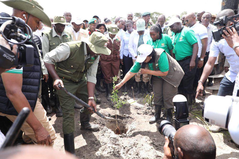 para pejabat Kenya hadir dalam seremoni menanam pohon (Twitter.com/Ministry of Environment, Climate Change & Forestry)