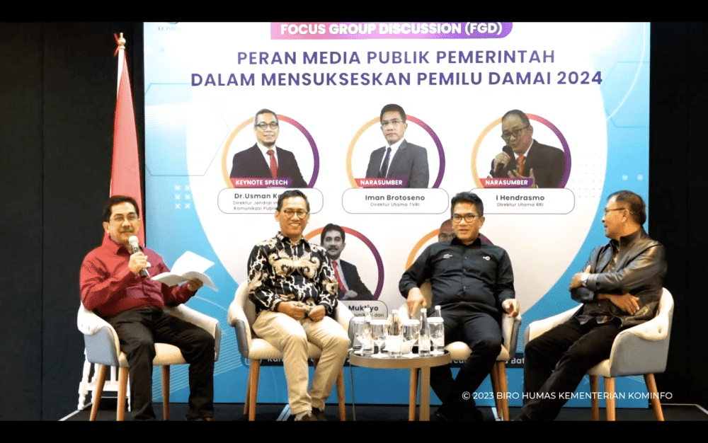 Focus Group Discussion: Peran Media Publik Pemerintah dalam Mensukseskan Pemilu Damai 2024 di Jakarta. (YouTube/Kemkominfo TV)