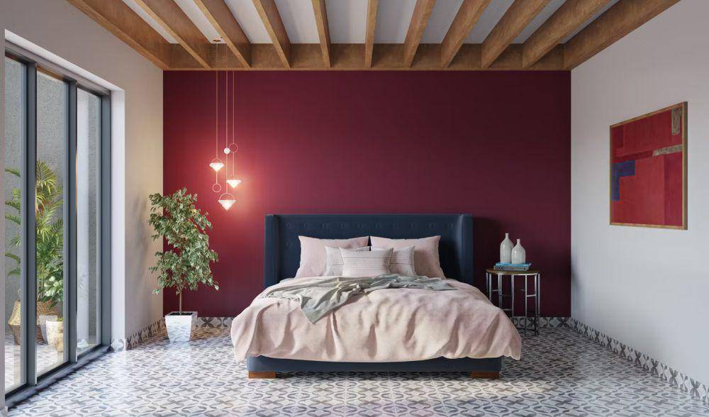 Ide dekorasi kamar tidur Maroon (livspace.com)
