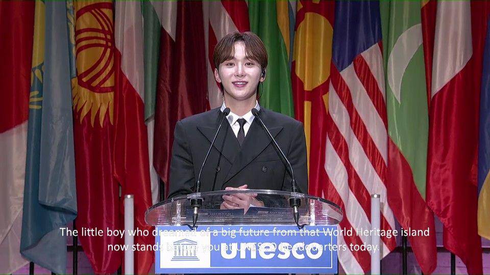Seungkwan SEVENTEEN saat berpidato di 13th UNESCO Youth Forum (youtube.com/UNESCO)