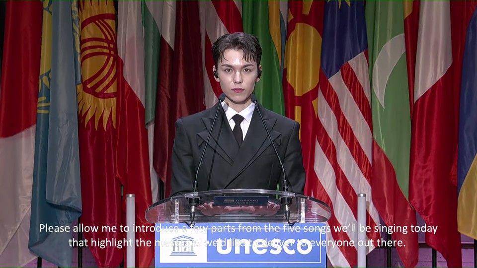 Vernon SEVENTEEN saat berpidato di 13th UNESCO Youth Forum (youtube.com/UNESCO)
