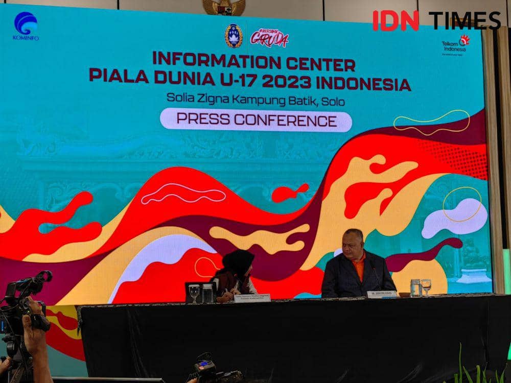 Jumpa pers Pusat Informasi Piala Dunia U-17 2023 di Hotel Grand Solia Zigna, Solo. (IDN Times/Larasati Rey)