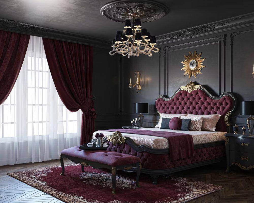 Ide dekorasi kamar tidur warna Maroon (livspace.com)