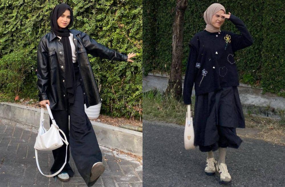 11 Padu Padan OOTD Serba Hitam ala Aisyah Ibrahim, Fashionable!