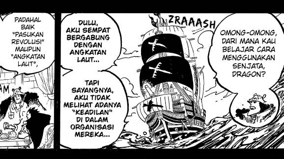 Dragon mengungkapkan bahwa dirinya mantan Marinir. (dok. Shueisha/One Piece)