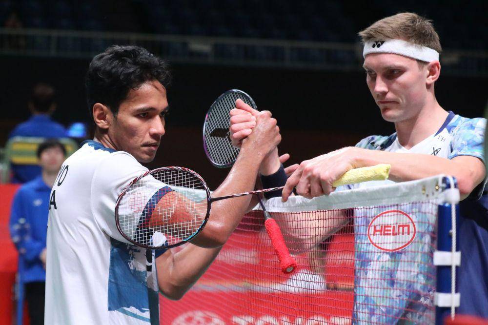 Chico Aura Dwi Wardoyo kontra Viktor Axelsen di Kumamoto Masters Japan 2023 (dok. PP PBSI)