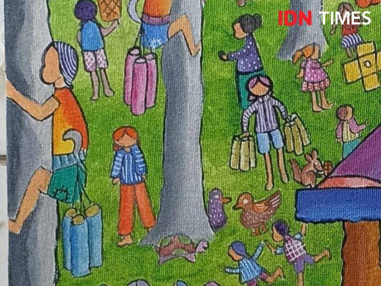 Kampung Penderes, salah satu lukisan Ari Nugroho cerminan dari perjuangan kebutuhan hidup.(IDN Times/Dok. Ari Nugroho).