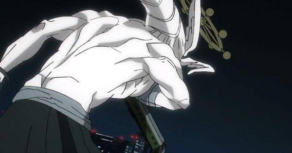 Perbandingan ukuran Mahoraga dengan gerbong kereta yang dipegangnya ( Dok. Mappa / Jujutsu Kaisen 2 )