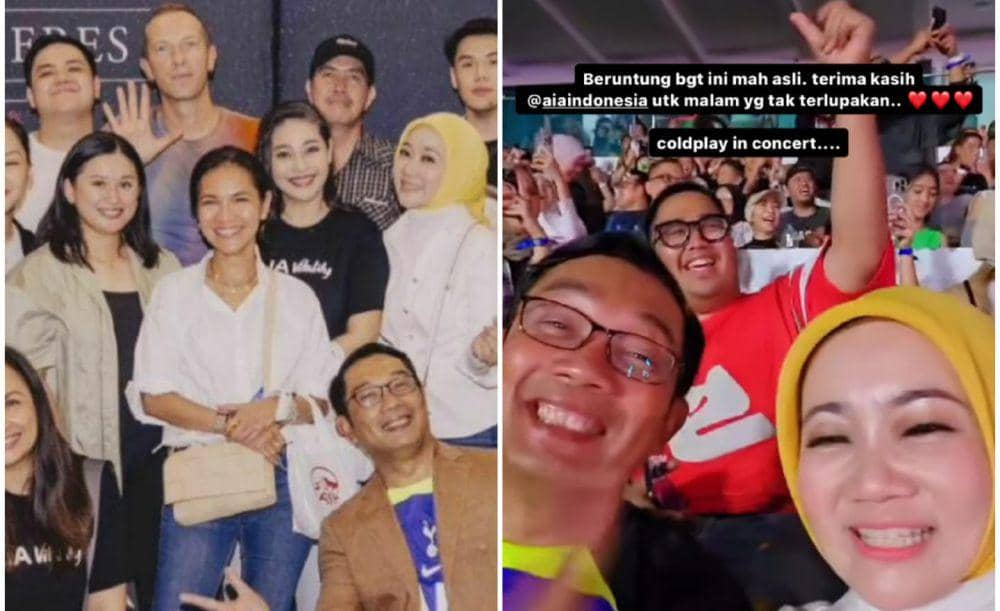 7 Momen Ridwan Kamil Nonton Coldplay Bareng Istri, Bisa Foto Langsung!