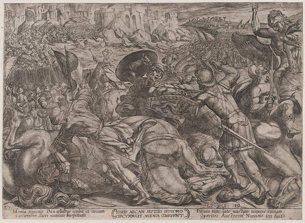 ilustrasi keruntuhan Jericho (commons.m.wikimedia.org/Metropolitan Museum of Art)