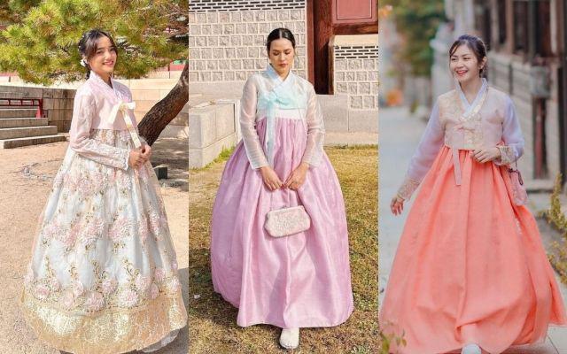 10 Potret Seleb Pakai Hanbok Liburan ke Korea 2023