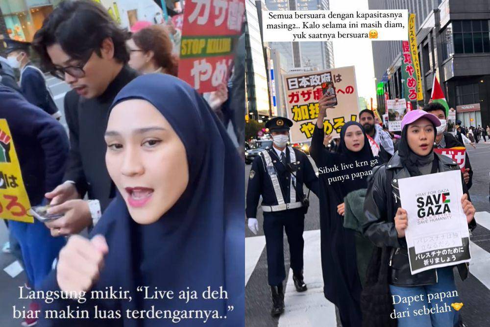 potret Zaskia Adya Mecca ikut aksi bela Palestina di Jepang (instagram.com/zaskiadyamecca)
