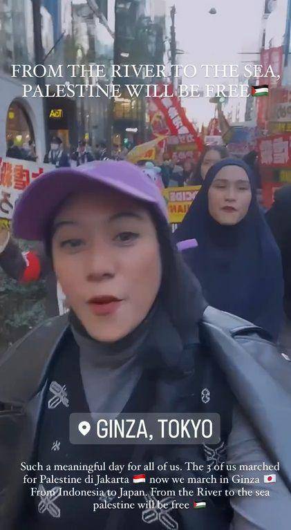 potret Zaskia Adya Mecca ikut aksi bela Palestina di Jepang (instagram.com/zaskiadyamecca)