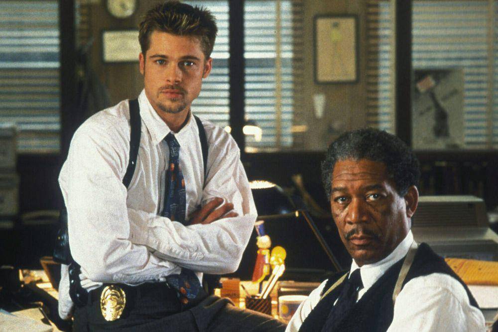 Brad Pitt dan Morgan Freeman dalam film Se7en (dok. New Line Cinema/Se7en)