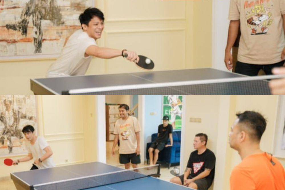 potret Ariel main tenis meja di Andara (instagram.com/24olik)