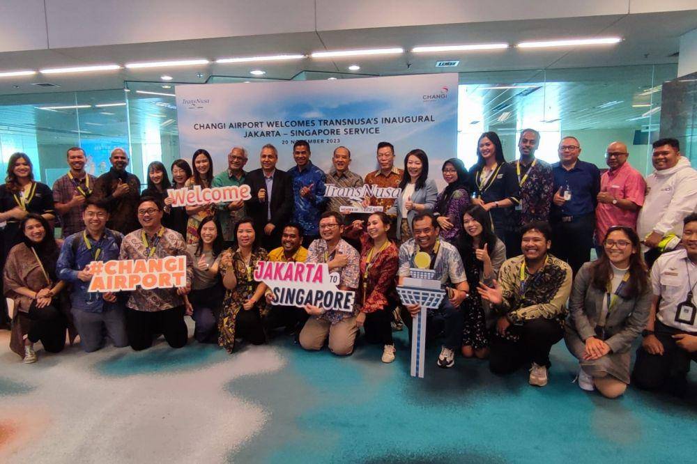 TransNusa melakukan penerbangan perdana dari Jakarta ke Singapura pada Senin (20/11/2023). (dok. TransNusa)