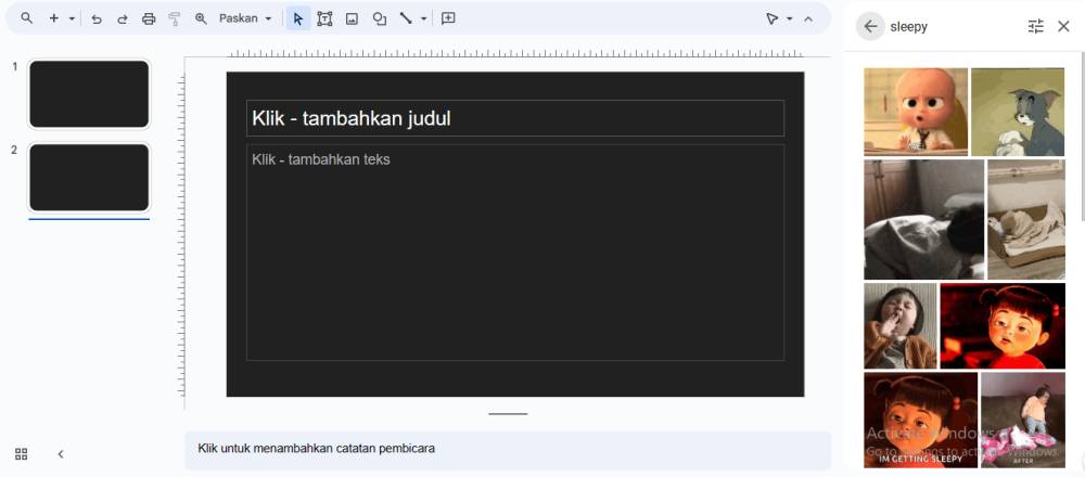 ilustrasi gif pada panel samping Google Slide (dok.google.com)