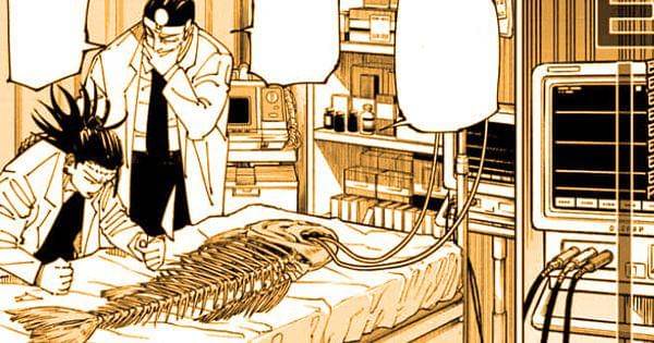 Kenjaku dan Fumihiko menyesal karena gagal menyelamatkan bangkai ikan  ( Dok. Shueisha / Jujutsu Kaisen )