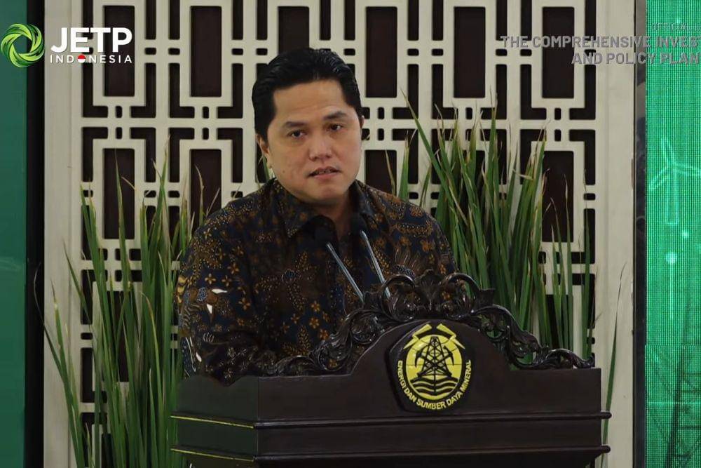 Menko Marves Ad Interim, Erick Thohir dalam peluncuran dokumen Comprehensive Investment and Policy Plan (CIPP). (YouTube/Kementerian ESDM)