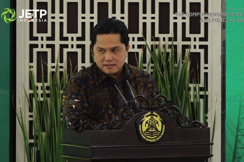 Menko Marves Ad Interim, Erick Thohir dalam peluncuran dokumen Comprehensive Investment and Policy Plan (CIPP). (YouTube/Kementerian ESDM)