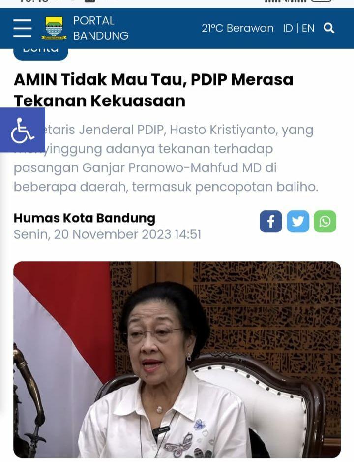 Laman Pemkot Bandung Unggah Berita PDI-P hingga Pemenangan Ganjar