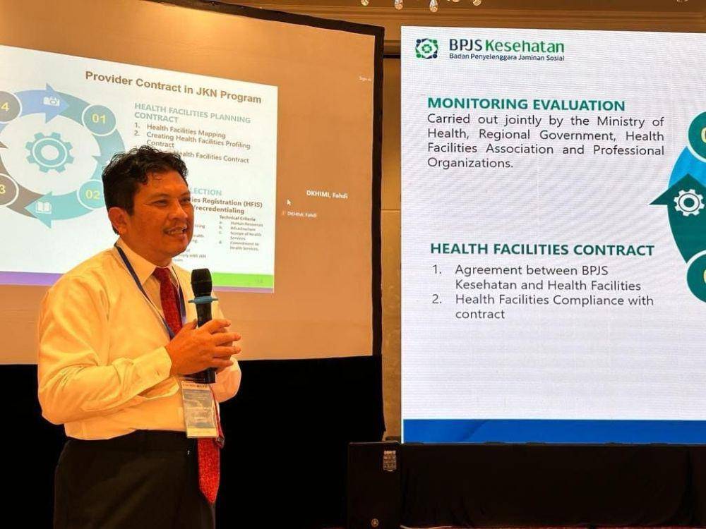 Direktur Utama BPJS Kesehatan Ghufron Mukti pada workshop Financing for Primary Health Care in Vietnam: Challenges and Ways Forward di Vietnam, Rabu (22/11). (dok. BPJS Kesehatan)