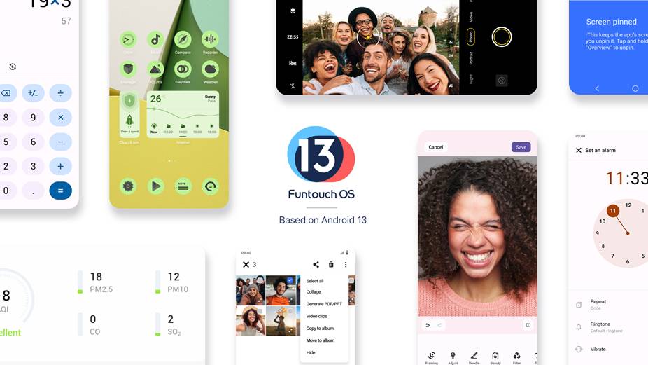 Tampilan Funtouch 13 yang berbasis Android 13 di ponsel Vivo (vivo.com)