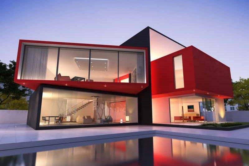 Rumah merah bergaya modern (trendir.com/The SimplySOLD)