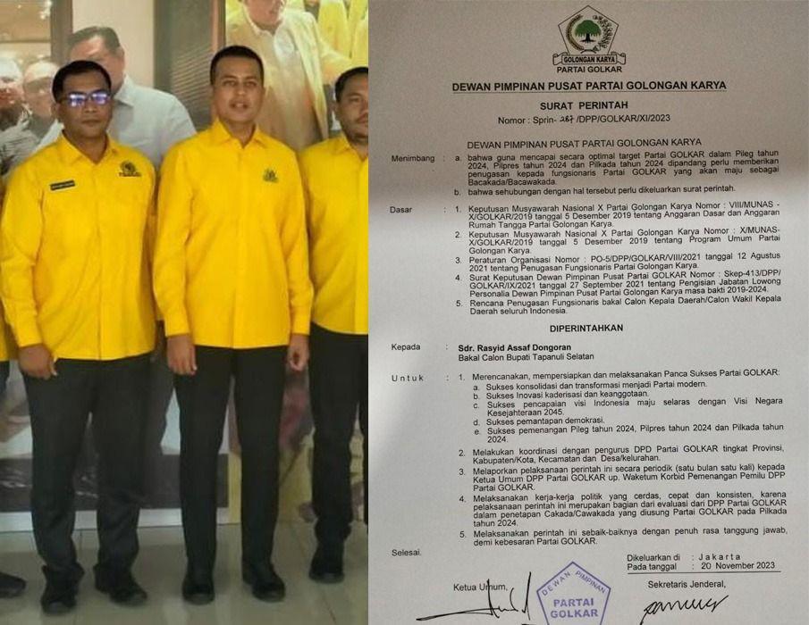 Golkar Tunjuk Rasyid Assaf Dongoran Jadi Bakal Calon Bupati Tapsel