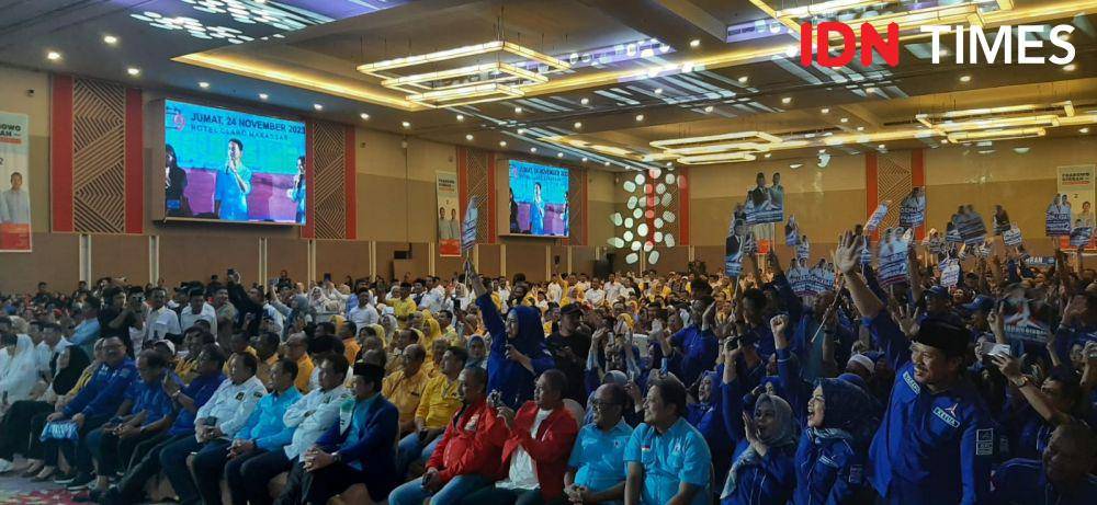 Cawapres Gibran Rakabuming Raka menghadiri konsolidasi Koalisi Indonesia Maju di Kota Makassar, Jumat (24/11/2023). IDN Times/Dahrul Amri Lobubun