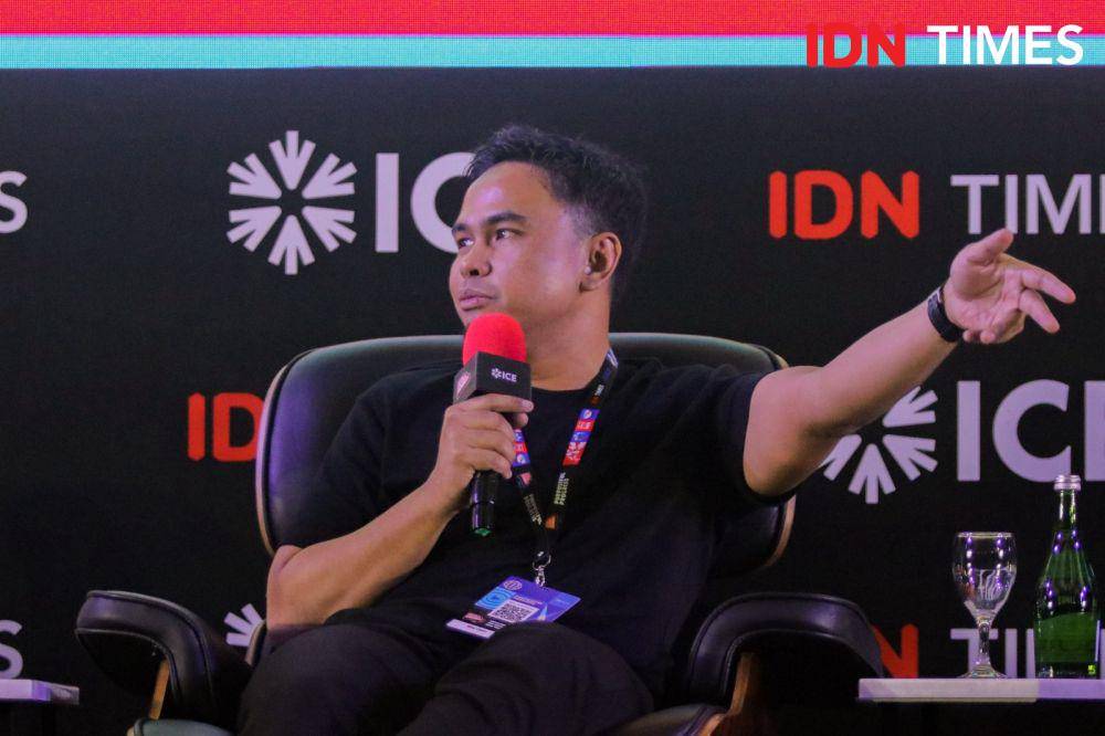 Riko Ringgoanto dalam acara IMGS 2023, Approaching 2024: The Countdown to a New Era pada Minggu (26/11/2023). (IDN Times/Tata Firza)