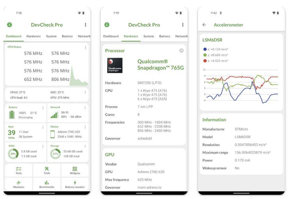 Aplikasi DevCheck Device and System Info (play.google.com/DevCheck Device)