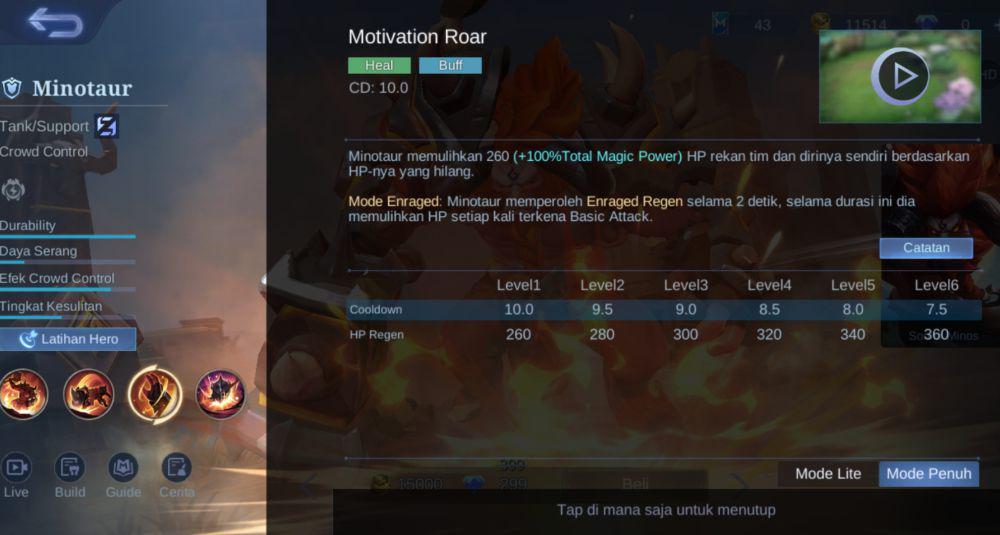penjelasan skill dua hero Minotaur (dok. Moonton/Mobile Legends)