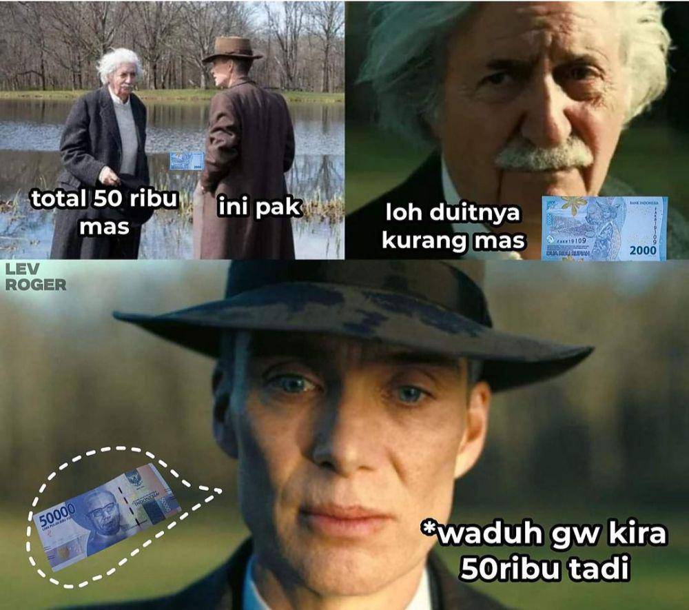 meme Oppenheimer dan Einstein (instagram.com/lawakscience)