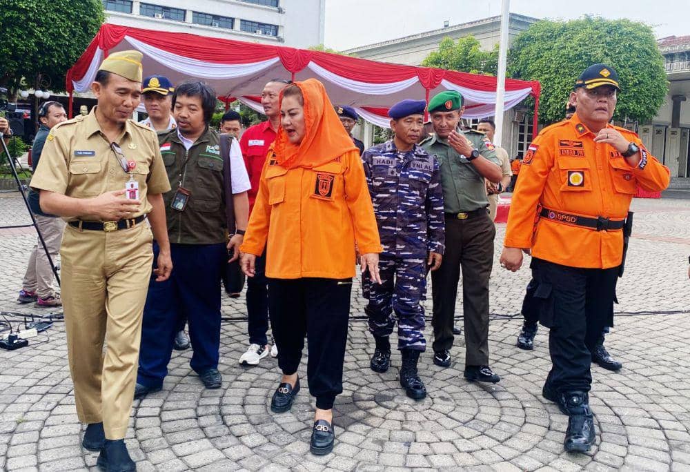 Pemkot Semarang menggelar apel siaga kebencanaan di Balai Kota Semarang, Senin (27/11/2023). (Dok. Pemkot Semarang)