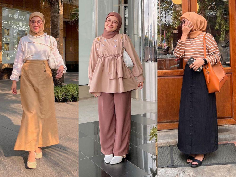 10 Ide Hijab Outfit Bernuansa Earth Tone ala Astrisyanti, Warm Abis!