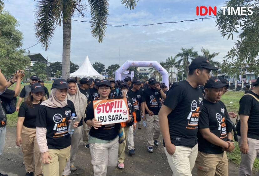 Bawaslu Sumut menggelar apel siaga di Istana Maimun (IDN Times/Indah Permata Sari)